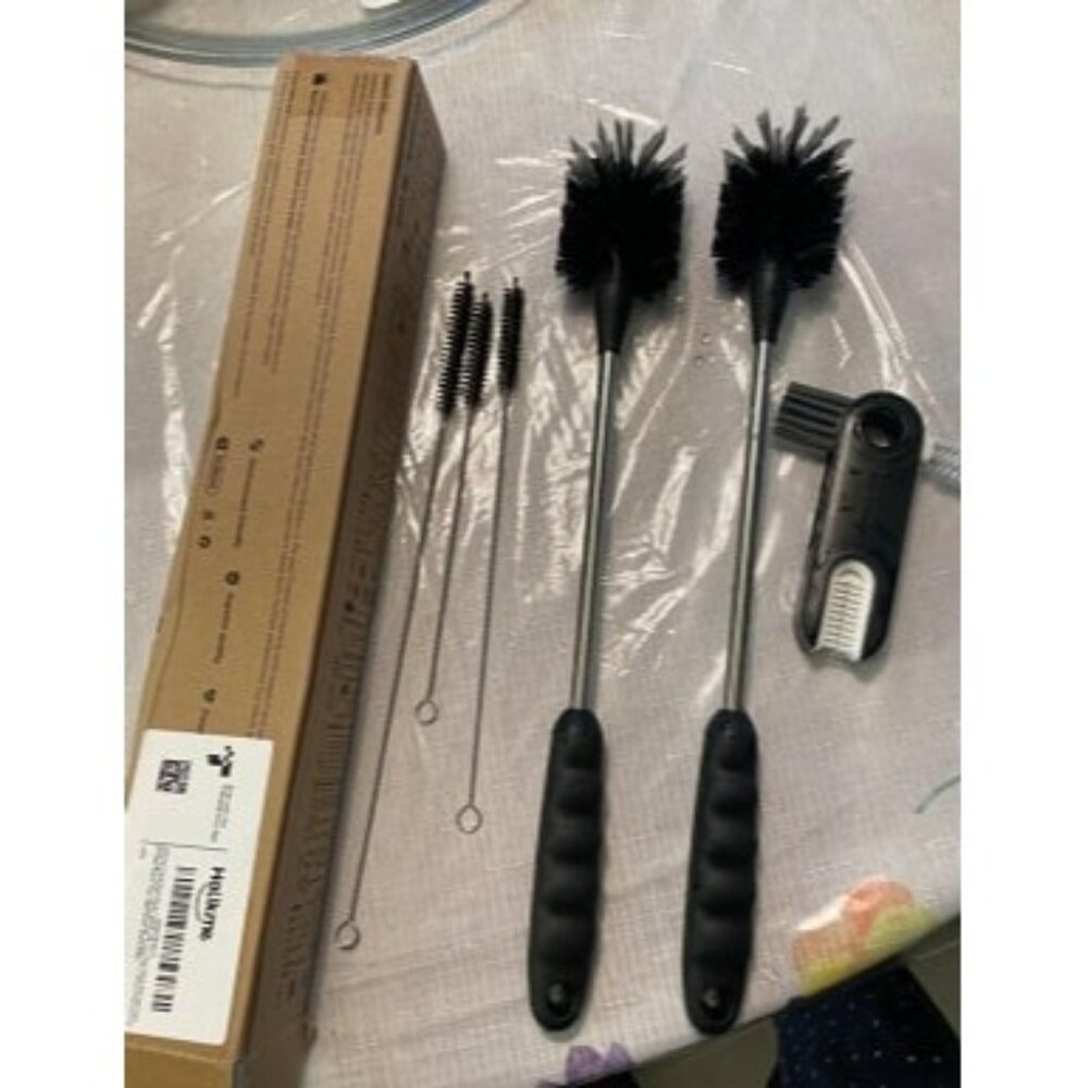 New 6 Pack Bottle Brush Set, 14" Long Handle Stainless Steel Bottle Cleaner